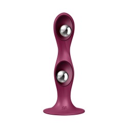 DOUBLE BALL-R - WEIGHTED DILDO - RED