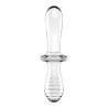 DOUBLE CRYSTAL - GLASS DILDO - TRANSPARENT