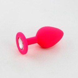 PLUG ANAL DE SILICONE COM JOIA ROSA CANDY LUST