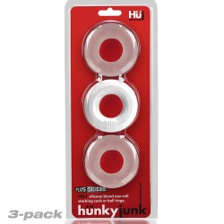 CONJUNTO DE ANÉIS HUJ3 - COCKRING 3-PACK - WHITE ICE / CLEAR ICE HUNKYJUNK