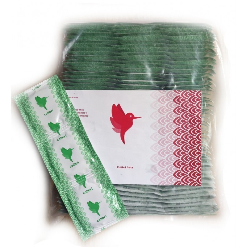 PACK COM 144 PRESERVATIVOS COM AROMA A MORANGO COLIBRI PACK COM 144 PRESERVATIVOS COM AROMA A MORANGO COLIBRI