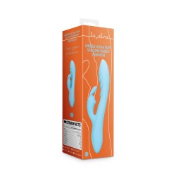 VIBRADOR RIBBED ULTRA SOFT SILICONE RABBIT GLACIAL BLUE LOVELINE