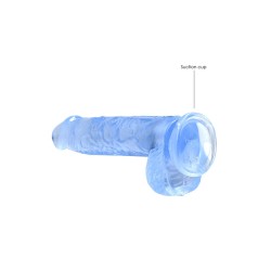 DILDO REALISTA COM TESTÍCULOS CRYSTAL CLEAR 6 /15 CM AZUL REALROCK