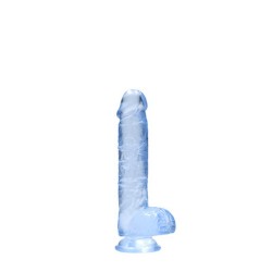 DILDO REALISTA COM TESTÍCULOS CRYSTAL CLEAR 6 /15 CM AZUL REALROCK