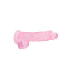 DILDO REALISTA COM TESTÍCULOS CRYSTAL CLEAR 6 /15 CM ROSA REALROCK