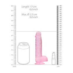 DILDO REALISTA COM TESTÍCULOS CRYSTAL CLEAR 6 /15 CM ROSA REALROCK