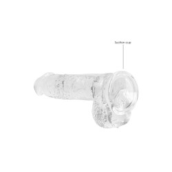 DILDO REALISTA COM TESTÍCULOS CRYSTAL CLEAR 6 /15 CM TRANSPARENTE REALROCK