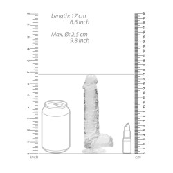 DILDO REALISTA COM TESTÍCULOS CRYSTAL CLEAR 6 /15 CM TRANSPARENTE REALROCK