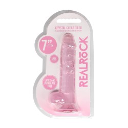 DILDO REALISTA COM TESTÍCULOS CRYSTAL CLEAR 7 /18 CM ROSA REALROCK
