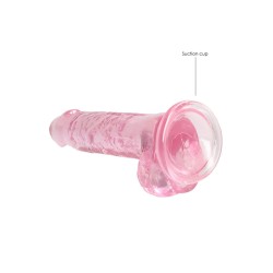 DILDO REALISTA COM TESTÍCULOS CRYSTAL CLEAR 7 /18 CM ROSA REALROCK