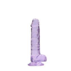 DILDO REALISTA COM TESTÍCULOS CRYSTAL CLEAR 7 /18 CM ROXO REALROCK