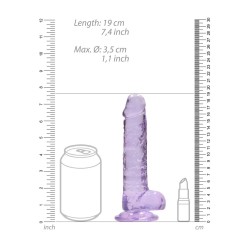 DILDO REALISTA COM TESTÍCULOS CRYSTAL CLEAR 7 /18 CM ROXO REALROCK