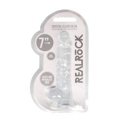 DILDO REALISTA COM TESTÍCULOS CRYSTAL CLEAR 7 /18 CM TRANSPARENTE REALROCK