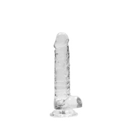 DILDO REALISTA COM TESTÍCULOS CRYSTAL CLEAR 7 /18 CM TRANSPARENTE REALROCK