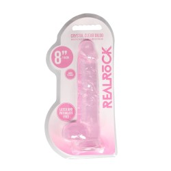 DILDO REALISTA COM TESTÍCULOS CRYSTAL CLEAR 8 /21 CM ROSA REALROCK