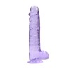 DILDO REALISTA COM TESTÍCULOS CRYSTAL CLEAR 9 /23 CM ROXO REALROCK