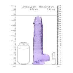 DILDO REALISTA COM TESTÍCULOS CRYSTAL CLEAR 9 /23 CM ROXO REALROCK
