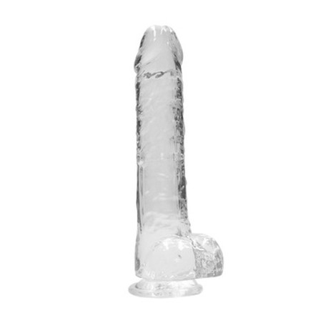 DILDO REALISTA COM TESTÍCULOS CRYSTAL CLEAR 9 /23CM TRANSPARENTE REALROCK