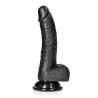 DILDO REALISTA COM TESTÍCULOS CURVED 7 /18CM PRETO REALROCK