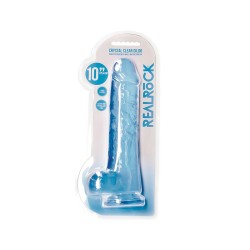 DILDO REALISTA COM TESTÍCULOS CRYSTAL CLEAR10 /25,4 CM AZUL REALROCK