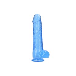 DILDO REALISTA COM TESTÍCULOS CRYSTAL CLEAR10 /25,4 CM AZUL REALROCK