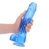 DILDO REALISTA COM TESTÍCULOS CRYSTAL CLEAR10 /25,4 CM AZUL REALROCK