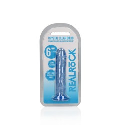 DILDO STRAIGHT REALISTIC CRYSTAL CLEAR 6 /14,5 CM AZUL REALROCK