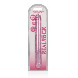 DILDO DUPLO CRYSTAL CLEAR REALISTIC DONG 13 /34 CM ROSA REALROCK