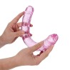 DILDO DUPLO CRYSTAL CLEAR REALISTIC DONG 13 /34 CM ROSA REALROCK