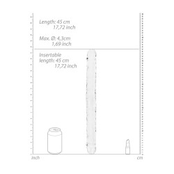DILDO DUPLO CRYSTAL CLEAR REALISTIC DONG 18 /45 CM TRANSPARENTE REALROCK