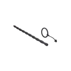 CONJUNTO DE SONDA DE URETRA COM ANEL PENIANO DE SILICONE PRETO OUCH!