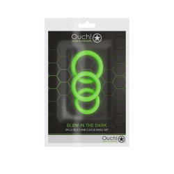 CONJUNTO DE 3 ANÉIS PARA O PÉNIS GLOW IN THE DARK OUCH!