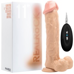 VIBRADOR REALÍSTICO COM TESTÍCULOS REALROCK 11” BRANCO