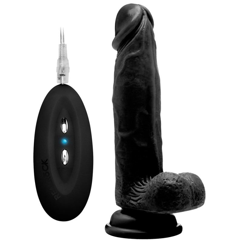 VIBRADOR REALÍSTICO COM TESTÍCULOS REALROCK 8” PRETO