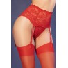 CINTO DE LIGAS E TANGA COM MEIAS CR-4718 VERMELHO CHILIROSE