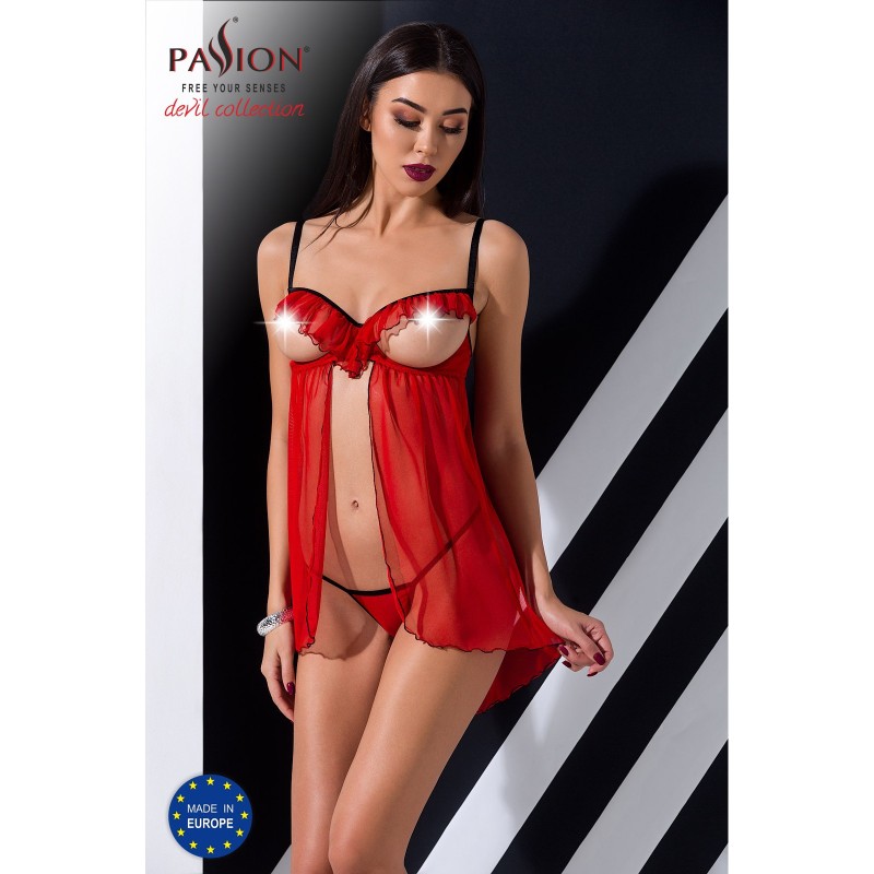 CAMISA DE NOITE E TANGA CHERRY VERMELHO DEVIL COLLECTION PASSION CAMISA DE NOITE E TANGA CHERRY VERMELHO DEVIL COLLECTION PASSION
