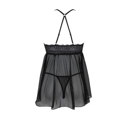 CAMISA DE NOITE E TANGA KERRIA PRETO ECO COLLECTION PASSION
