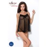 CAMISA DE NOITE E TANGA MELANIA PRETO EROTIC LINE PASSION