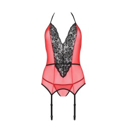 CORPETE E TANGA PEONIA VERMELHO EROTIC LINE PASSION