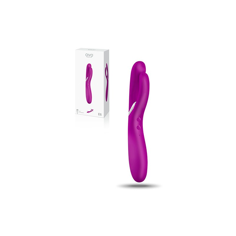 VIBRADOR DUPLO RECARREGÁVEL E6 OVO FÚCSIA