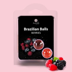 BOLAS LUBRIFICANTES BEIJÁVEIS BRAZILIAN BALLS SABOR A FRUTOS DO BOSQUE 2 x 4GR