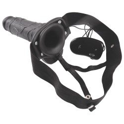 STRAP-ON OCO COM VIBRAÇÃO E TESTÍCULOS REAL RAPTURE AIR FEELING 8" PRETO