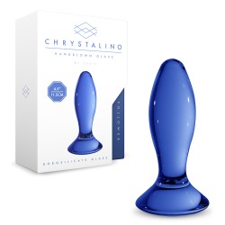 PLUG EM VIDRO FOLLOWER CHRYSTALINO AZUL