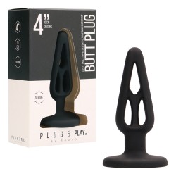 PLUG ANAL EM SILICONE PLUG & PLAY 4” PRETO