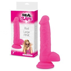 DILDO EM SILICONE REAL SAFE ROD LARGE ROSA