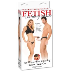 STRAP-ON OCO COM VIBRAÇÃO VIBRATING HOLLOW STRAP-ON FETISH FANTASY SERIES BRANCO