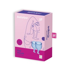 CONJUNTO DE 2 COPOS MENSTRUAIS FEEL SECURE SATISFYER AZUL ESCURO