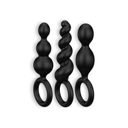 CONJUNTO DE 3 PLUGS ANAIS BOOTY CALL SATISFYER PRETOS