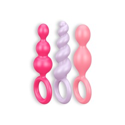 CONJUNTO DE 3 PLUGS ANAIS BOOTY CALL SATISFYER COLORIDOS