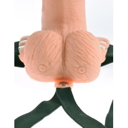 ARNÊS COM DILDO OCO RECARREGÁVEL 6" HOLLOW RECHARGEABLE STRAP-ON COM COMANDO FETISH FANTASY SERIES